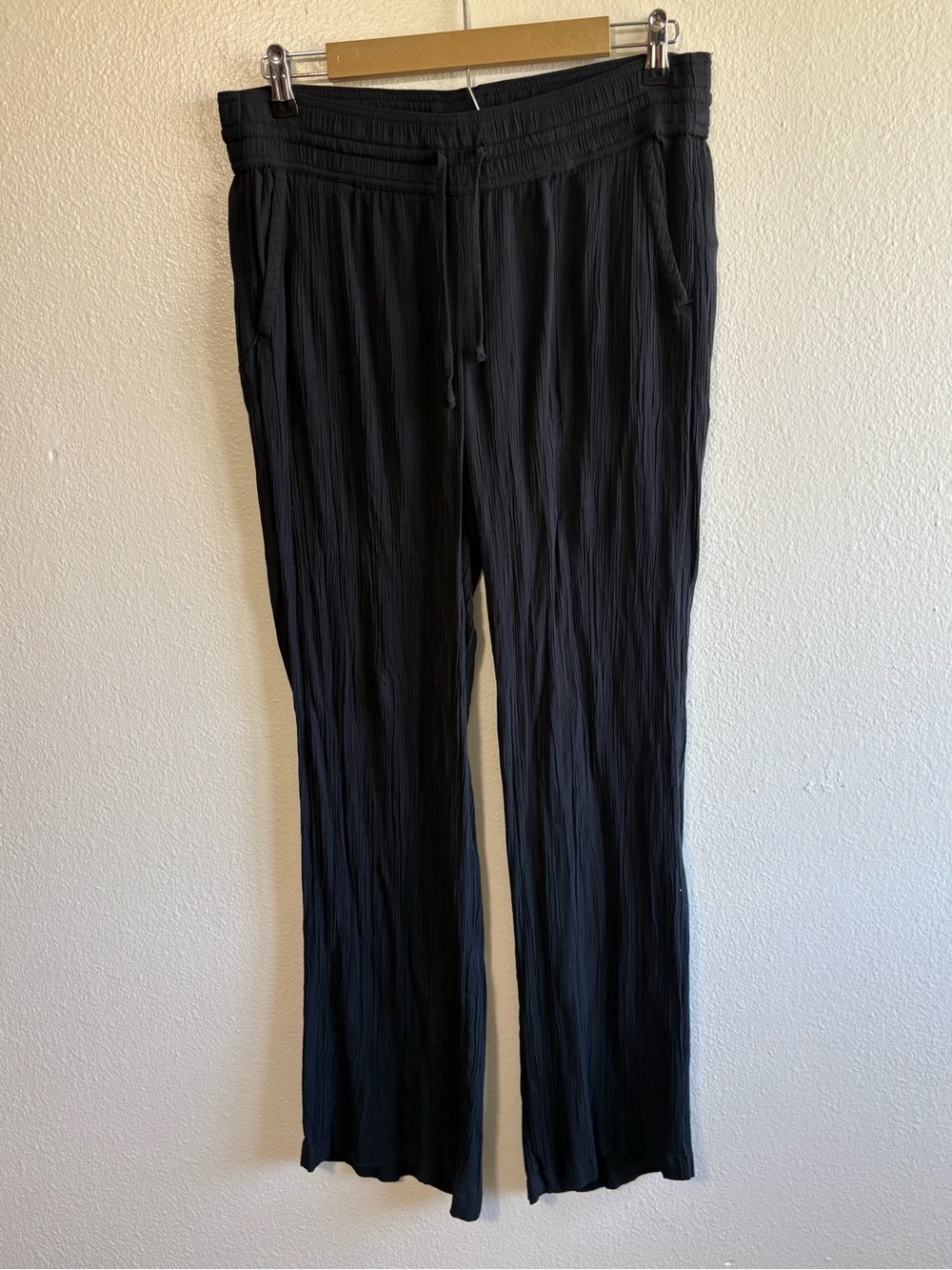 Prana Women’s Size Medium Black Wide Leg Drawstring Pants Travel Loungewear